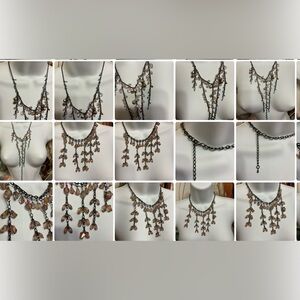 Elegant Multi-Tiered Necklace clear soft brown &pinks fringe faux beadings NOSV
